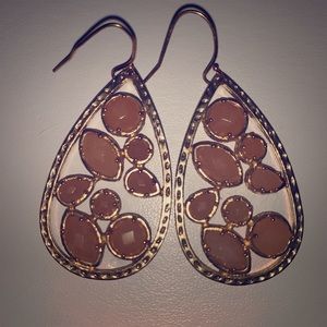 Apricot colored stone drop earrings
